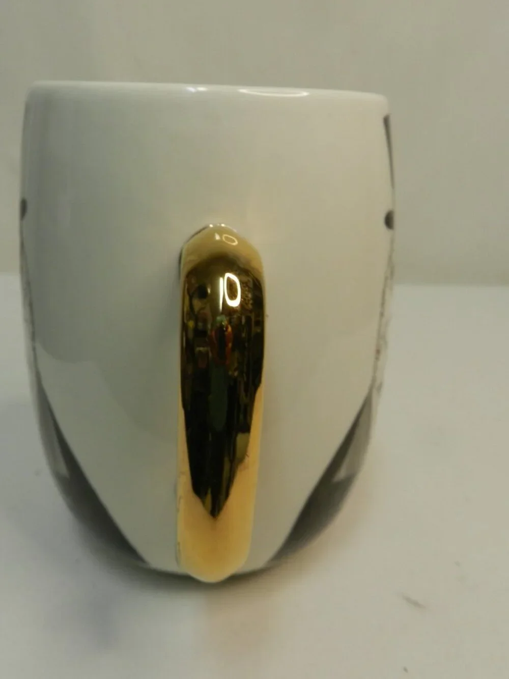 Pier 1 One Vintage Owl bird Mug Cup suit top hat 22 oz ceramic gold handle